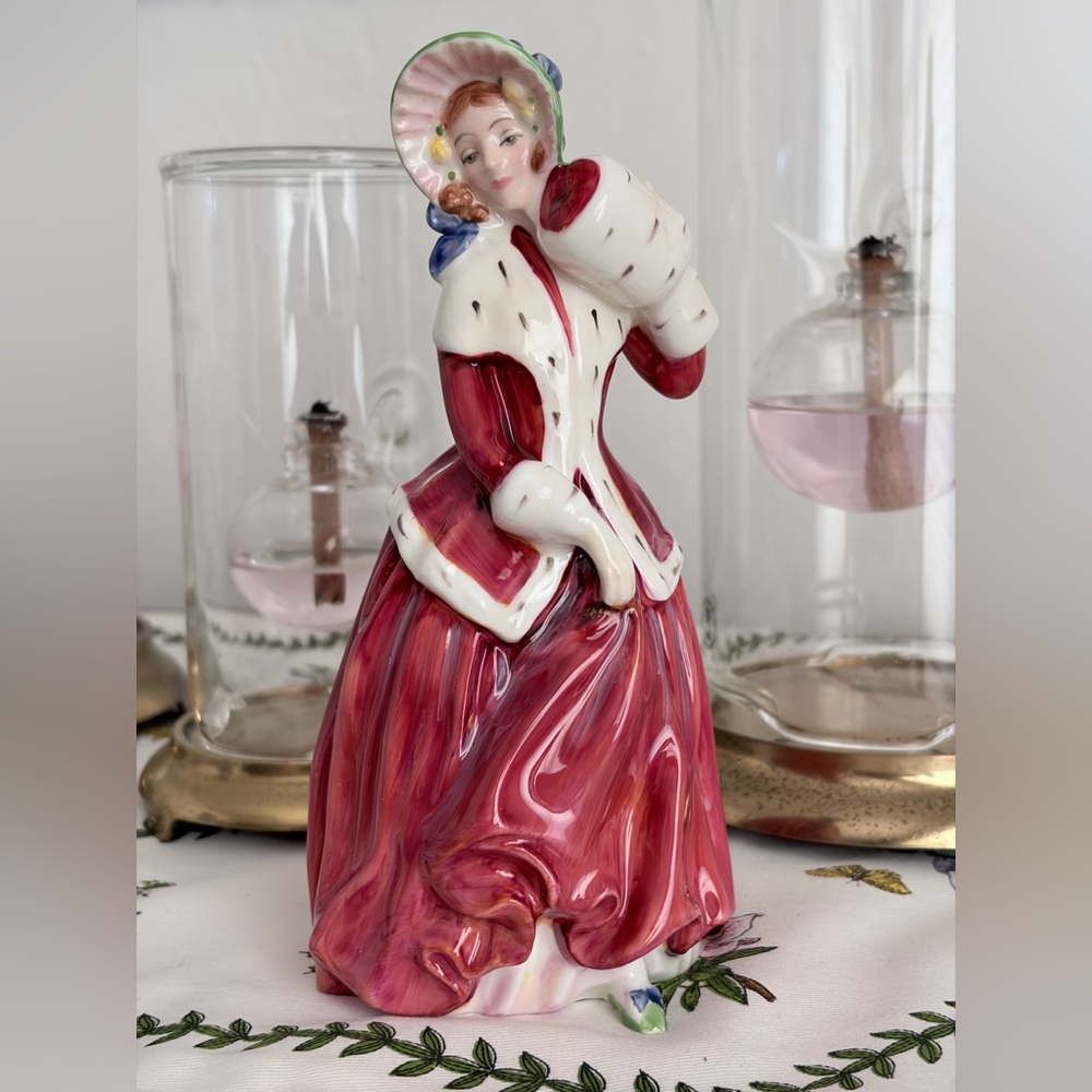 Vintage Rare Royal Doulton Christmas Morn Figurine in Red and Cream 1946